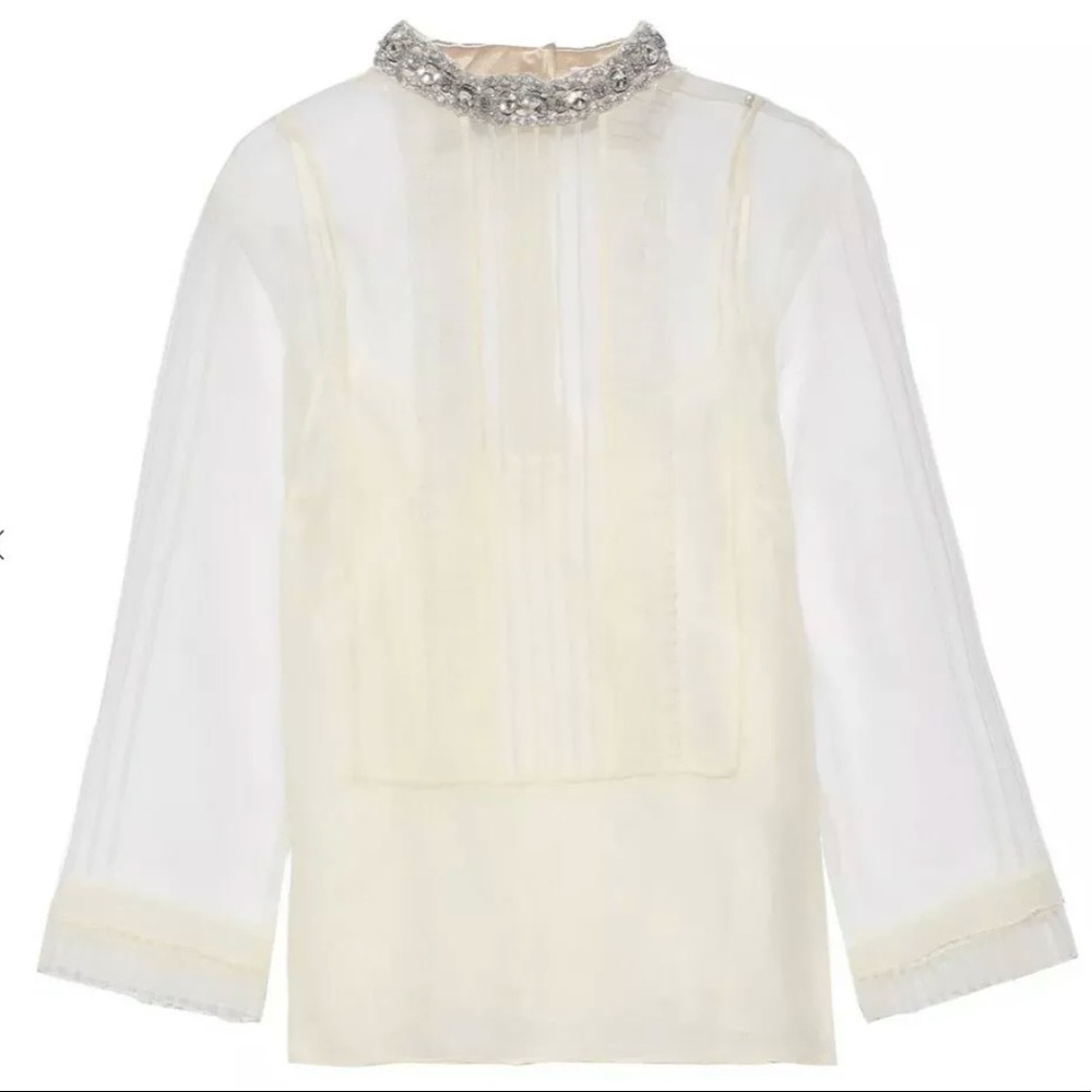 Marc Jacobs Crystal Embellished Organza Blouse
